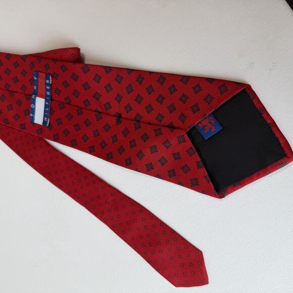 Tommy Hilfiger Vintage Red Silk Tie | Made in USA - Picture 2 of 14
